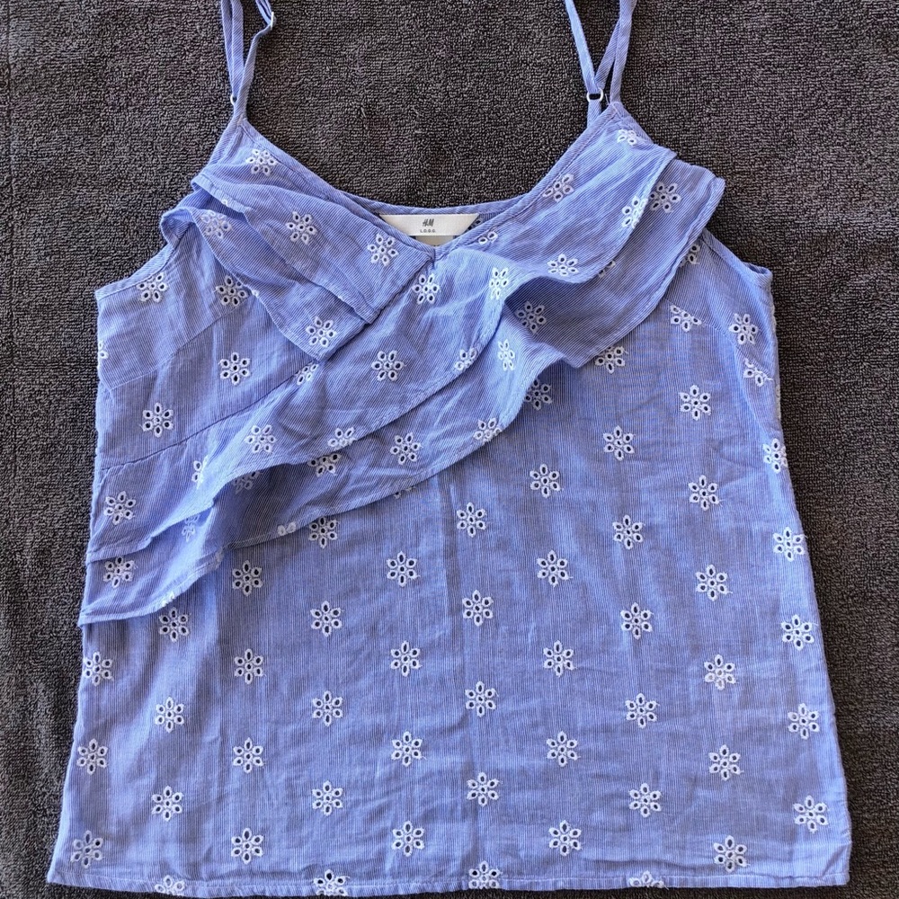 H&M floral blue tank top